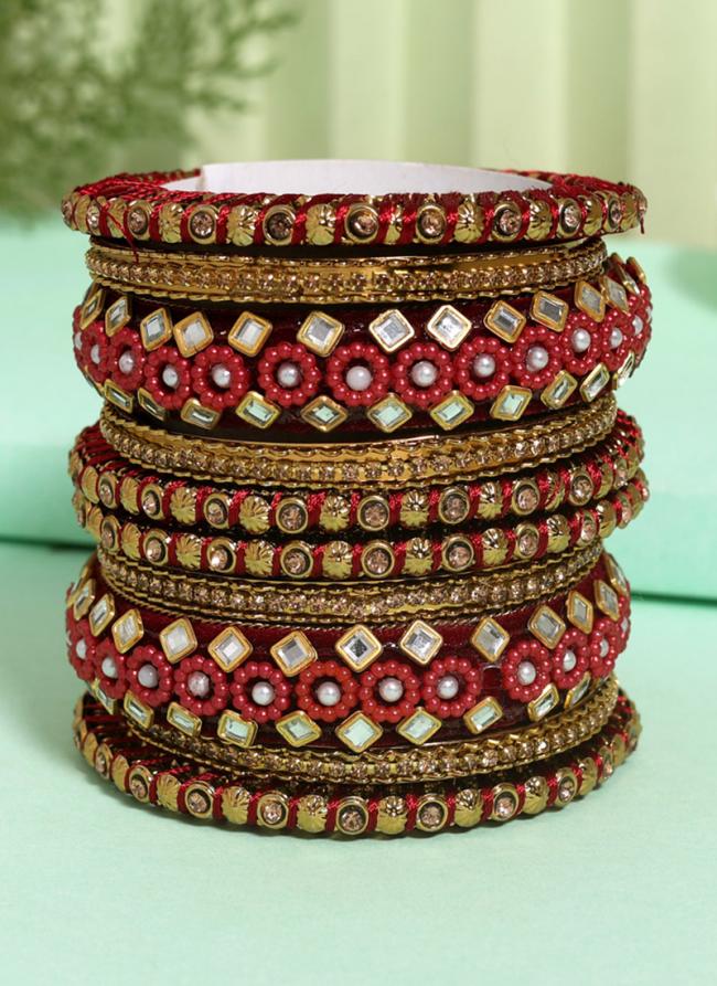   Wedding Wear  Maroon Color Thread Bangle Set:-2.4,2.6,2.8